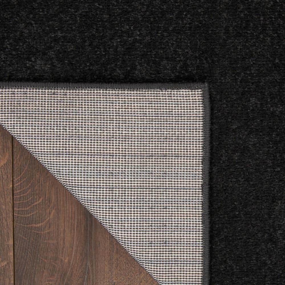 Black Solid Synthetic Runner Rug 2'2" x 7'6"