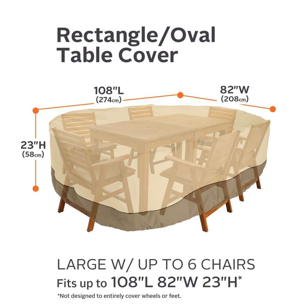 Large Beige and Brown Water-Resistant Patio Furniture Cover