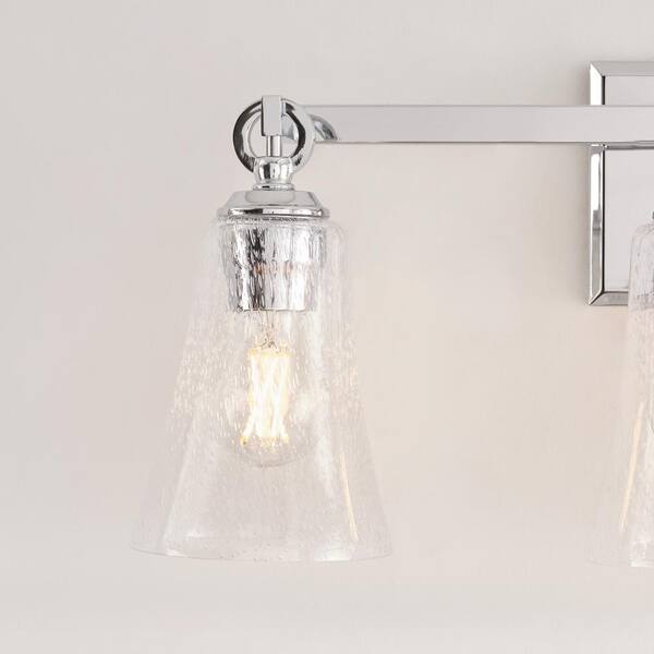 Generation Lighting - Studio Monterro 21.75 in. W 3-Light Chrome Vanity Light with Clear Seeded Glass Shades