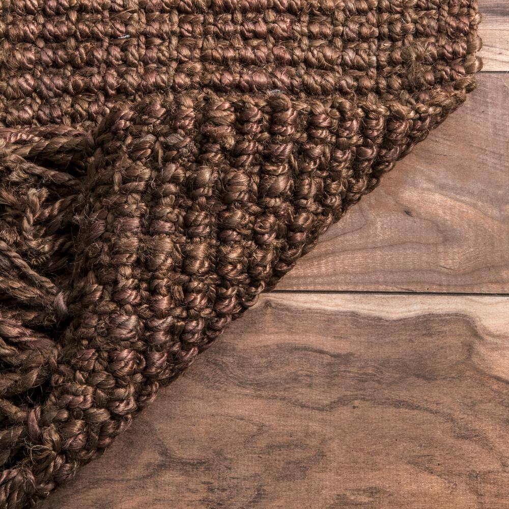 Handmade Chocolate Brown Braided Jute 4' x 6' Area Rug