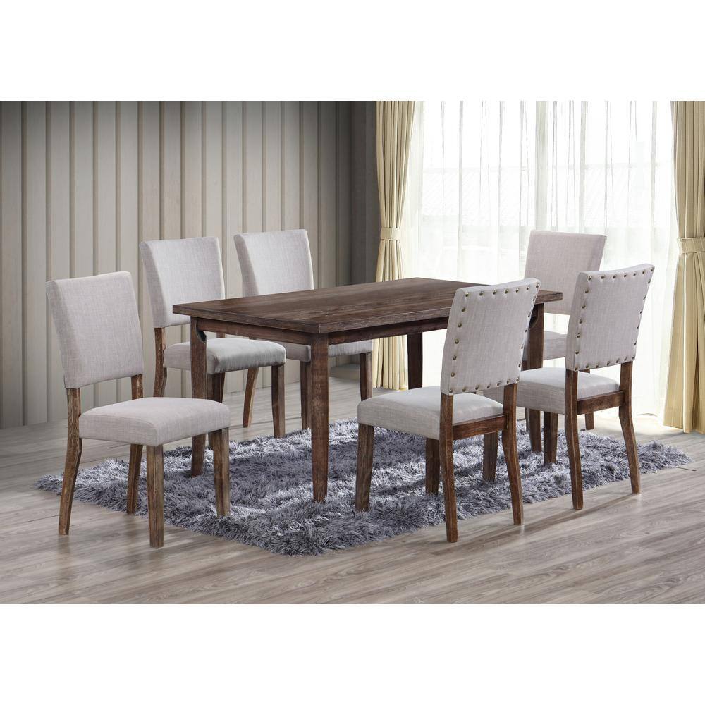 Antique Natural Oak Rectangular Dining Table for Six
