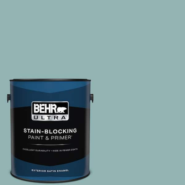 BEHR ULTRA 1 gal. #BIC-24 Artful Aqua Satin Enamel Exterior Paint & Primer