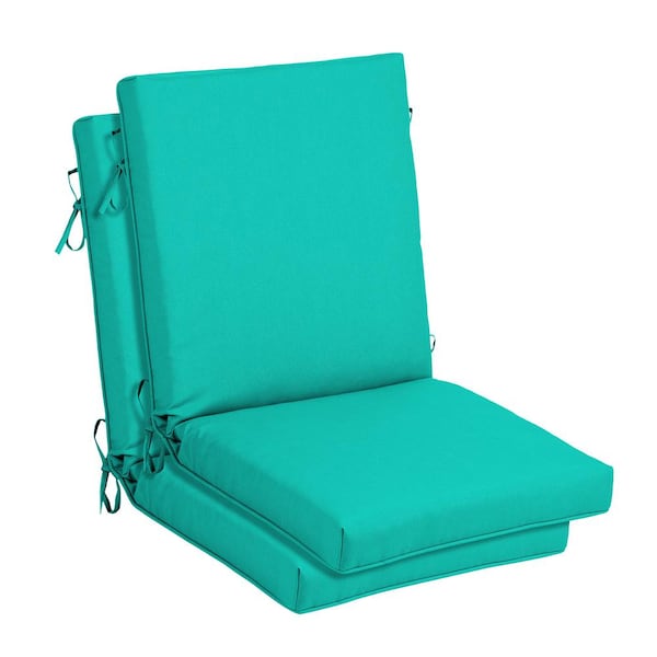 Hampton Bay 21 in. x 20 in. CushionGuard One Piece High Back Outdoor Chair Cushion in Sea Glass (2-Pack)