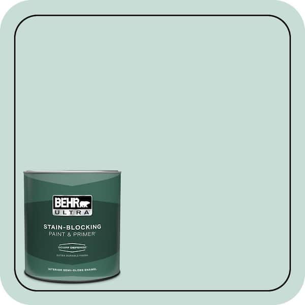 BEHR ULTRA 1 qt. #MQ3-20 Whipped Mint Extra Durable Semi-Gloss Enamel Interior Paint & Primer