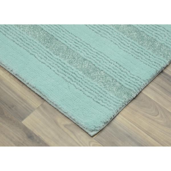 Essence Sea Foam 22 in. x 60 in. Washable Bathroom Accent Rug
