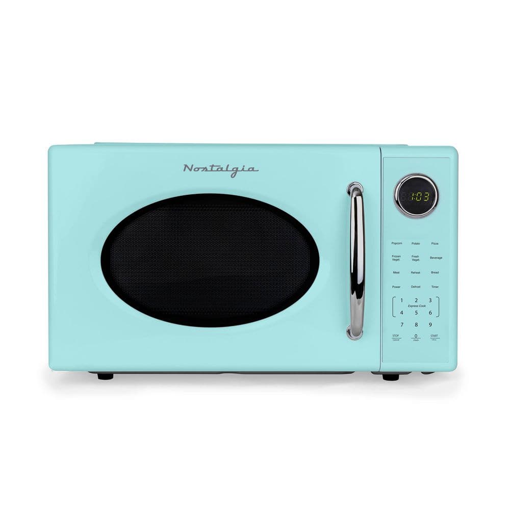 Retro Microwave-1.1 cu. ft. and 1000 Watt Countertop Microwave-Aqua