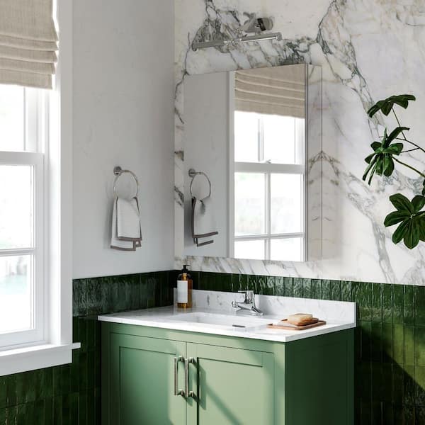 WYonder 24 in. W x 30 in. H Rectangular Aluminum Recessed/Surface Mount Right Swing Door Medicine Cabinet with Mirror