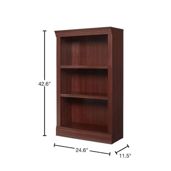 43 in. Dark Brown Wood 3-Shelf Classic Bookcase with Adjustable Shelves