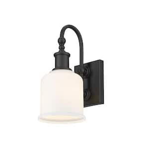 Bryant 5.5 in. 1-Light Matte Black Wall Sconce-Light with Glass Shade