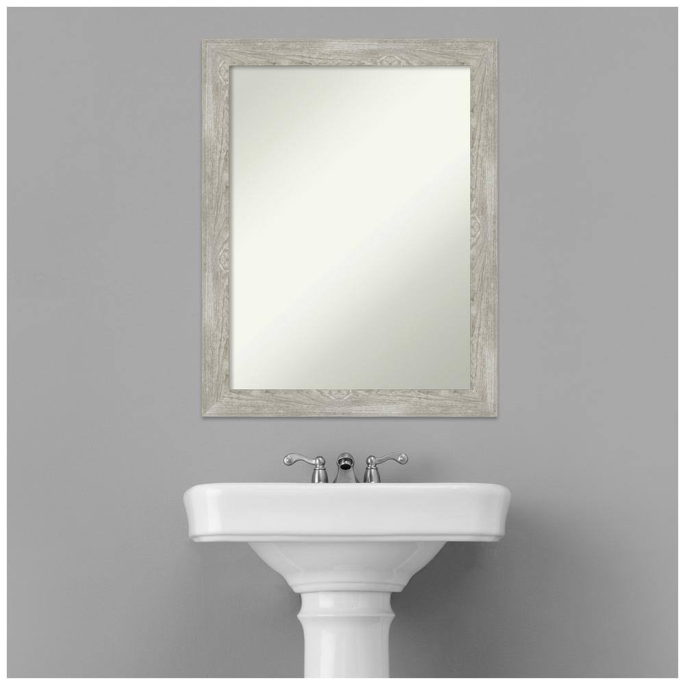Dove Greywash Rectangular Wood Bathroom Vanity Mirror