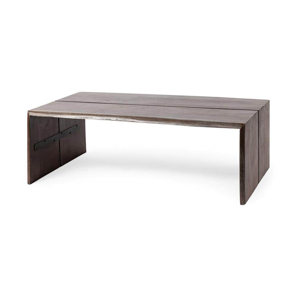 San 48 in. Medium Brown Large Rectangle Wood Coffee Table with Live Edge