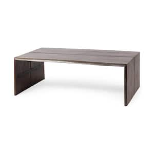 San 48 in. Medium Brown Large Rectangle Wood Coffee Table with Live Edge