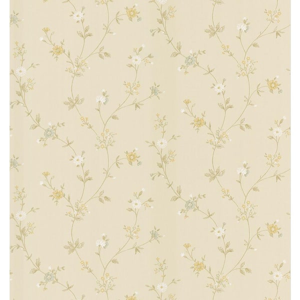 Brewster Daisy Beige Floral Trail Vinyl Peelable Roll Wallpaper (Covers 56.4 sq. ft.)