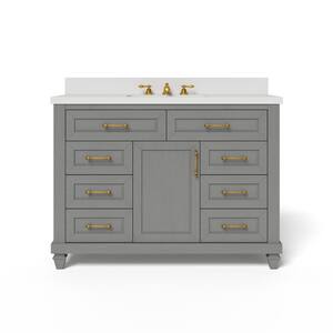 Grovehurst 48 in. W x 34.5 in. H Bath Vanity in Antique Grey with Engineered Stone Vanity Top in White with White Basin