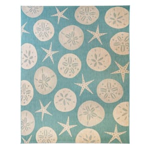 Paseo Starfish Oasis/Sand 8 ft. x 10 ft. Indoor/Outdoor Area Rug