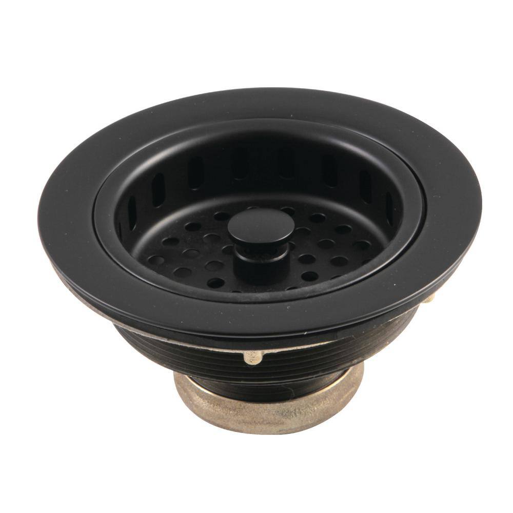 Kitchen Sink Basket Strainer for 3.5-Inch Drain Openings, Matte Black