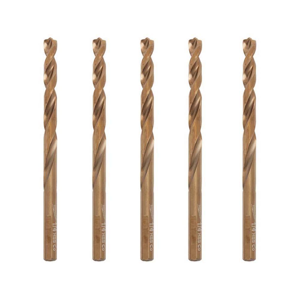 Milwaukee 1/4 in. Cobalt Red Helix Twist Drill Bit (5-Pack) 48-89