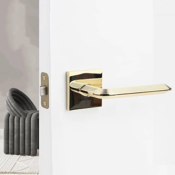 Crosby Polished Brass Passage Hall/Closet Modern Door Handle (Left Hand)