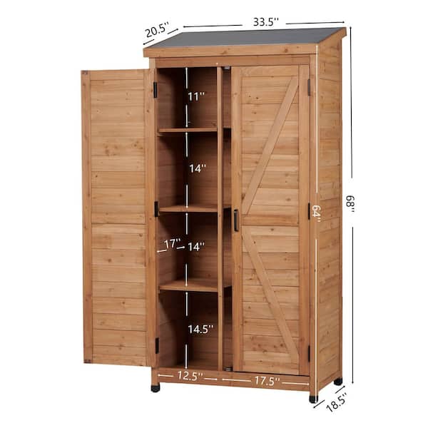 CASTNOO 2.8 ft. W x 1.7 ft. D Brown Woodshed Outdoor Tool Cabinet