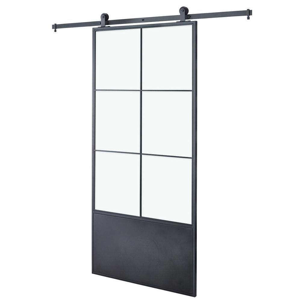 37 in. x 84 in. Broadway Epoxy Coated Steel Frame with Clear Tempered Glass