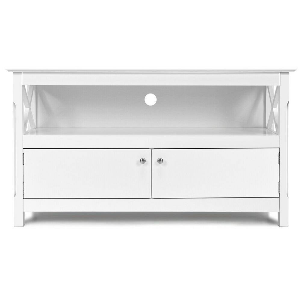 ANGELES HOME 44 in. White Storage TV Stand with Storage HW668CK81WH The Home Depot