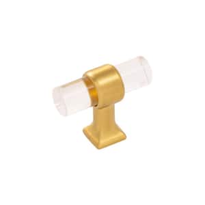 Series Crystal Palace 1-3/4 in. x 11/16 in. Crysacrylic with Brushed Golden Brass Glam Zinc Cabinet Knob (10 Pack)