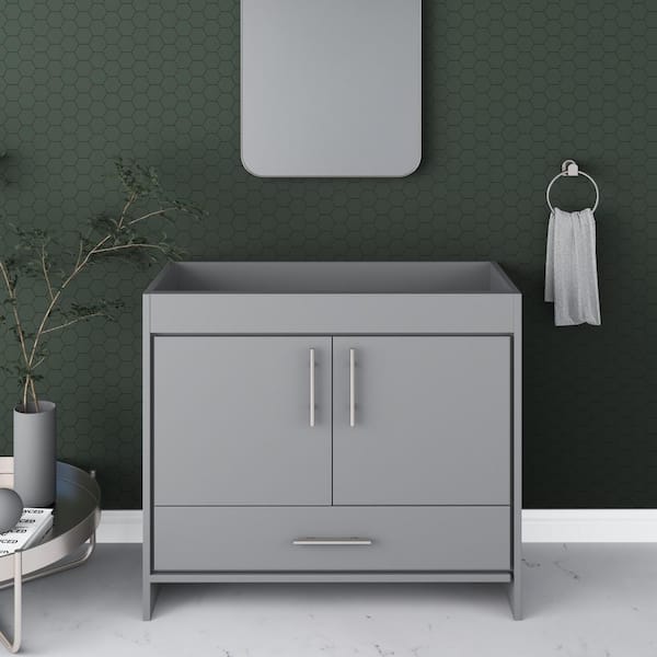 VOLPA USA AMERICAN CRAFTED VANITIES Pacific 40 in. W x 18 in. D x 33.88 in. H Bath Vanity Cabinet without Top in Gray