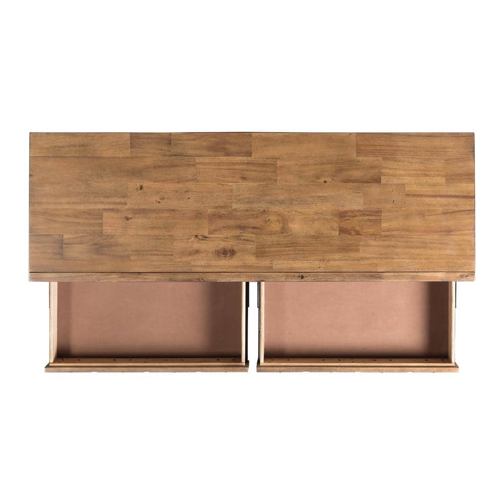 Tanner Light Walnut Industrial Sofa Table with Storage