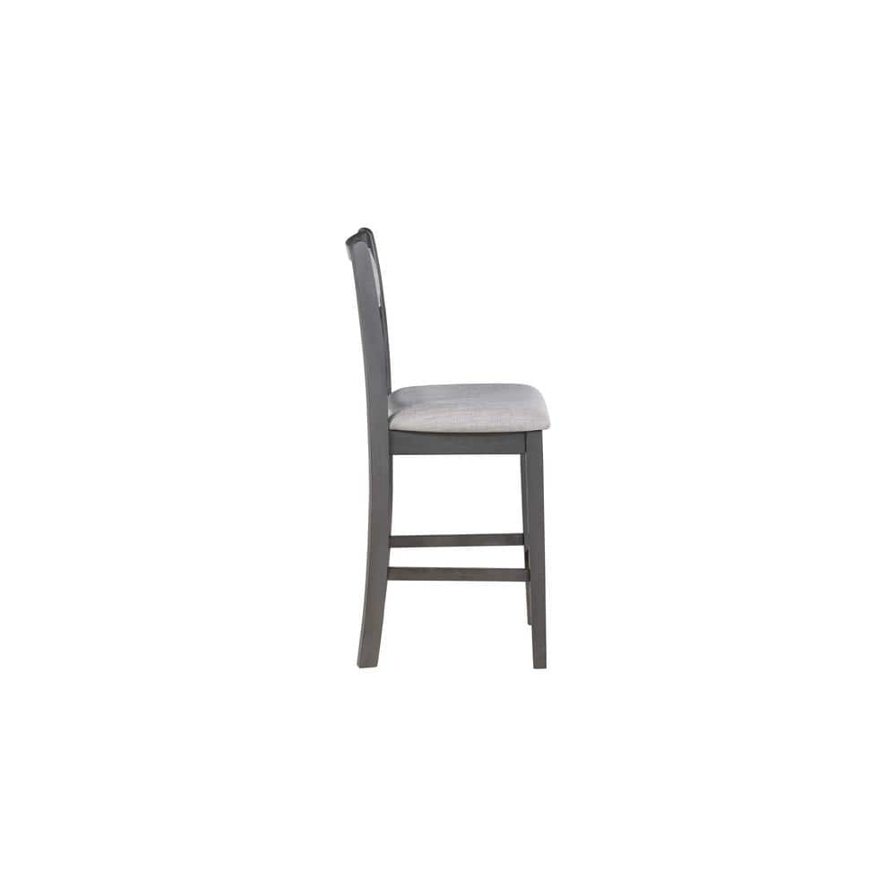 Gray Solid Wood Counter Table with Storage and 2 Chairs