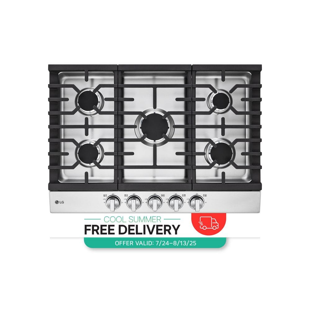 LG 30 in. Gas Cooktop in Stainless Steel with 5 Burners with