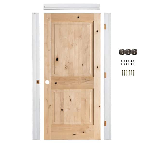 36in.x80in. Knotty Alder Square Top Right-Hand Unfinished Single Assembly Required Interior Door Kit w/QuickAssembleJamb