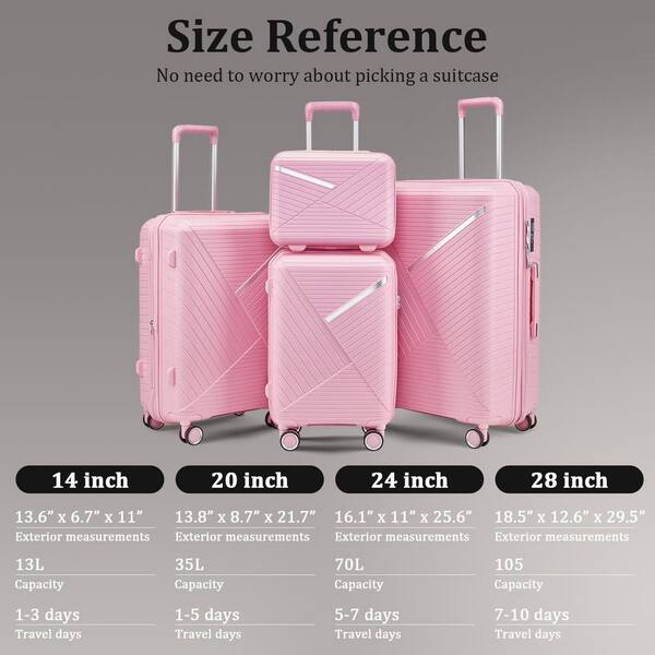 LIVACA 4-Piece Pink Expandable Lightweight Polypropylene Hardside