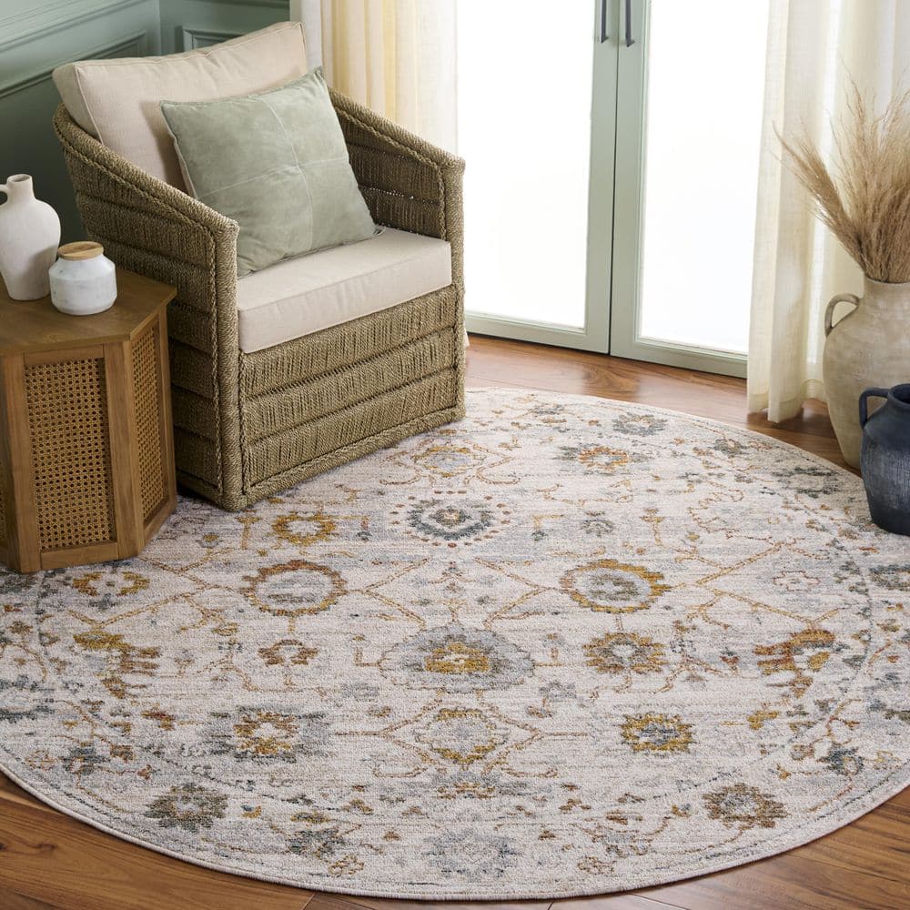 SAFAVIEH Vintage Rosewood 6 ft. ft. x 6 ft. Ivory/Gray Rust Persian ...
