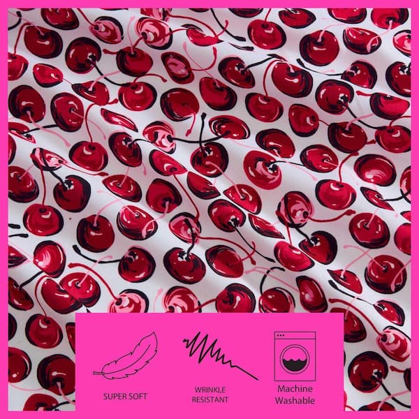 BETSEY JOHNSON Pop Art Cherry 3-Piece Red Hot Microfiber Twin Xl