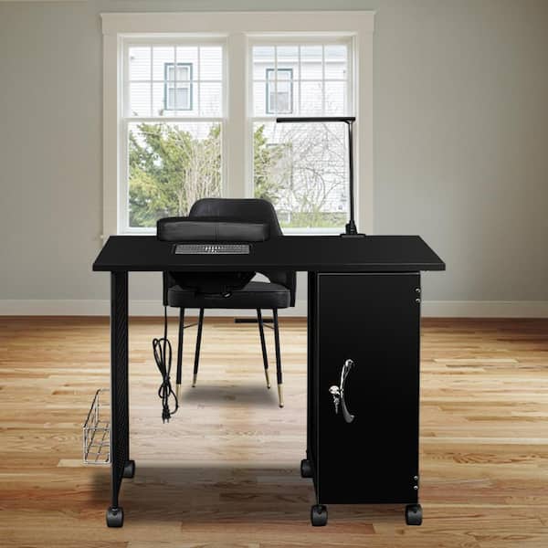 Winado 29.5 in. Black Salon Manicure Metal Table Nail Desk with LED Light  Dust Collecter 379483443582 - The Home Depot