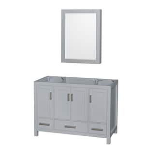 Sheffield 47 in. W x 21.5 in. D x 34.25 in. H Single Bath Vanity Cabinet without Top in Gray with MC Mirror
