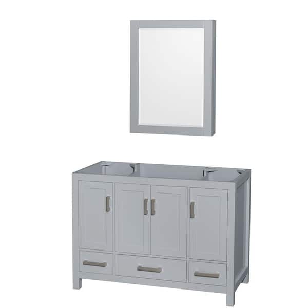 Wyndham Collection Sheffield 47 in. W x 21.5 in. D x 34.25 in. H Single Bath Vanity Cabinet without Top in Gray with MC Mirror