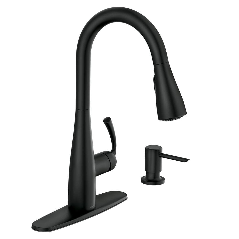 Matte Black Pull-Down Sprayer Kitchen Faucet with Soap Dispenser