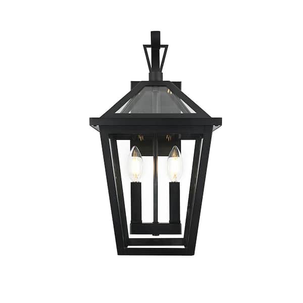 18 in. Black Outdoor Hardwired Wall Sconce with No Bulbs Included