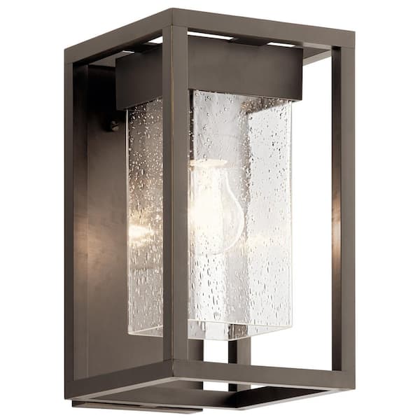 KICHLER Mercer 12 in. 1-Light Olde Bronze Outdoor Hardwired Wall Lantern Sconce with No Bulbs Included (1-Pack)
