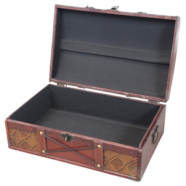 Vintiquewise 14 in. x 9 in. x 5.5 in Wooden Pirate Treasure Chest/Box with  Faux Leather X QI003033 - The Home Depot