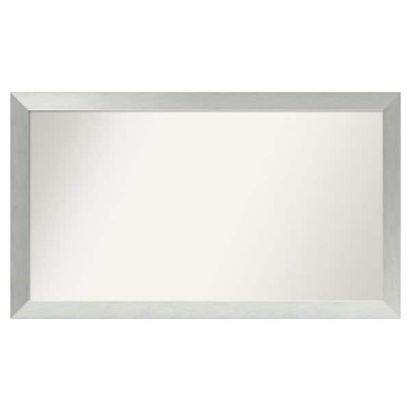 Brushed Sterling Silver 50 in. x 29 in. Custom Non-Beveled Wood Framed Bathroom Vanity Wall Mirror