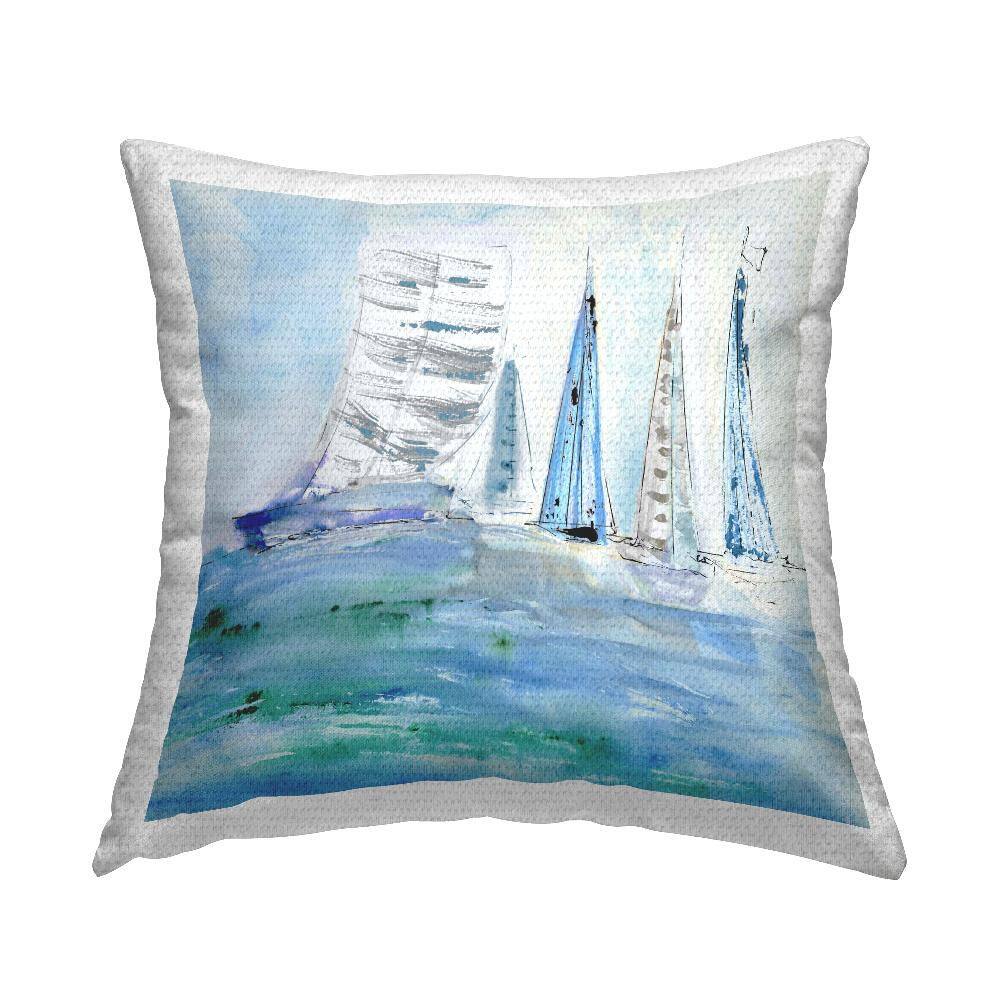 Maritime Outlined Sailboats Blue Square Outdoor Throw Pillow price history on PriceWatchPro