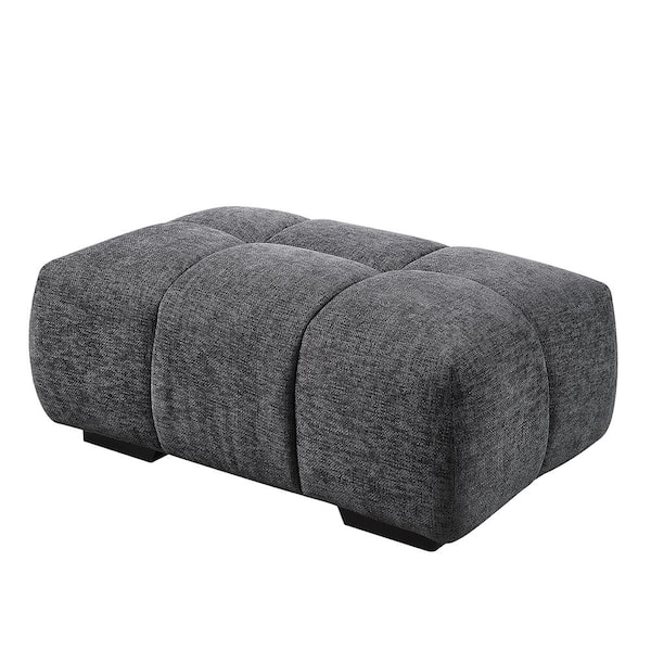 ACME Furniture Chloris Gray Chenille Square Cube Small Ottoman
