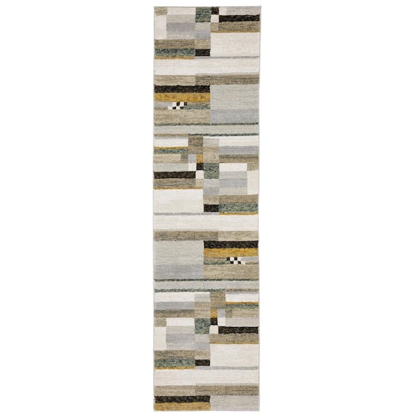 AVERLEY HOME Saturn Multi-Colored 2 ft. x 8 ft. Modern Art-Deco Geometric Polypropylene-Nylon Blend Indoor Runner Area Rug