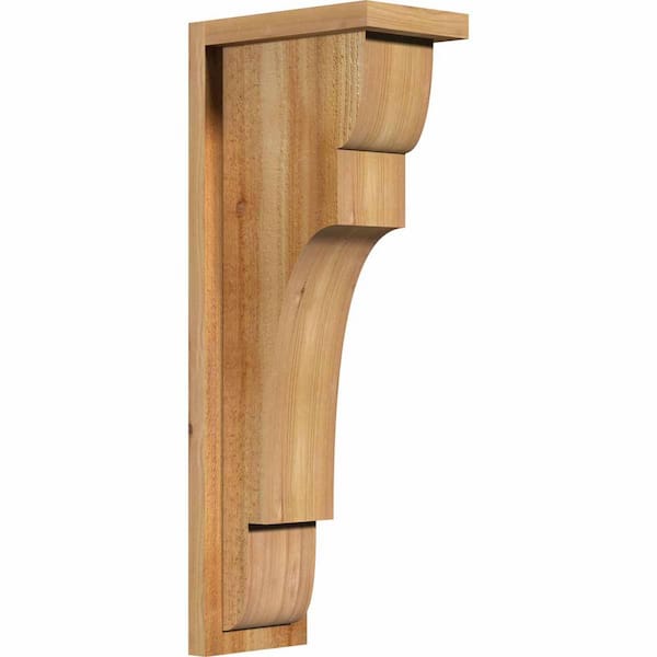 Ekena Millwork 6 in. x 10 in. x 26 in. Western Red Cedar New Brighton Rough Sawn Corbel with Backplate