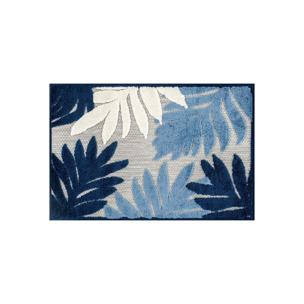 Palm Design Indoor/Outdoor High-Low Textured Area Rug, Palm, Easy-Clean Patio Rug 2' x 3' Navy price history on PriceWatchPro