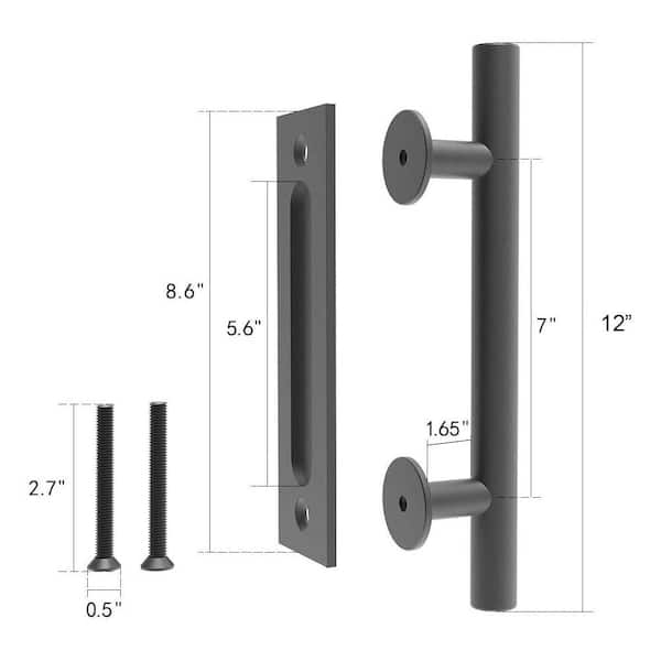 12 in. Black Ladder Pull and Flush Sliding Barn Door Handle Set (2-Pack) 12 in. Black Ladder Pull and Flush Sliding Barn Door Handle Set (2-Pack)