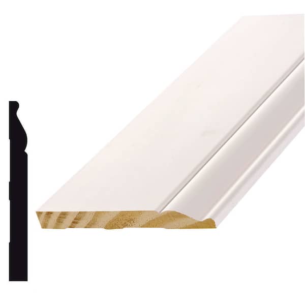 Unbranded LWM 163 9/16 in. D x 5-1/4 in. W x 96 in. L Primed Finger-Joint Pine Load N Go Baseboard (6-Pack)