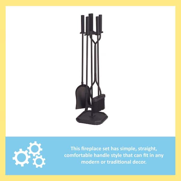 ACHLA DESIGNS 29.5 in. Tall 5-Piece Black Neoclassic Fireplace